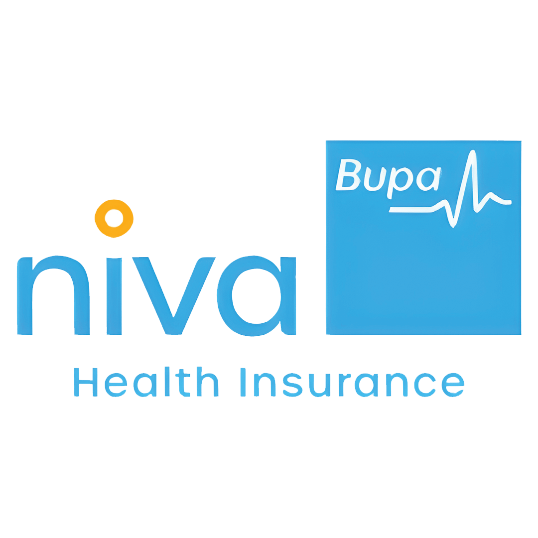 NIVA Bupa (Max Bupa) logo with blue and orange icons and text